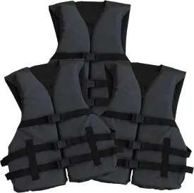3 Pack Life Jacket Paddle Vest; Coast Guard Approved Type III PFD Life Vest Flotation Device; Jet ski, Wakeboard, Kayak; Ideal Extra Life Jacket for Pontoon Boat