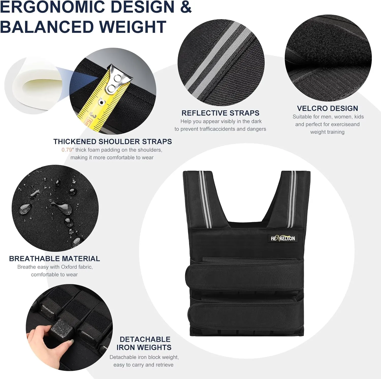 Adjustable Weighted Vest for Men Women with Removable Iron Weights, 24lbs/40lbs Body Weight Vests Adjustable for Running, Training Workout, Jogging, Walking