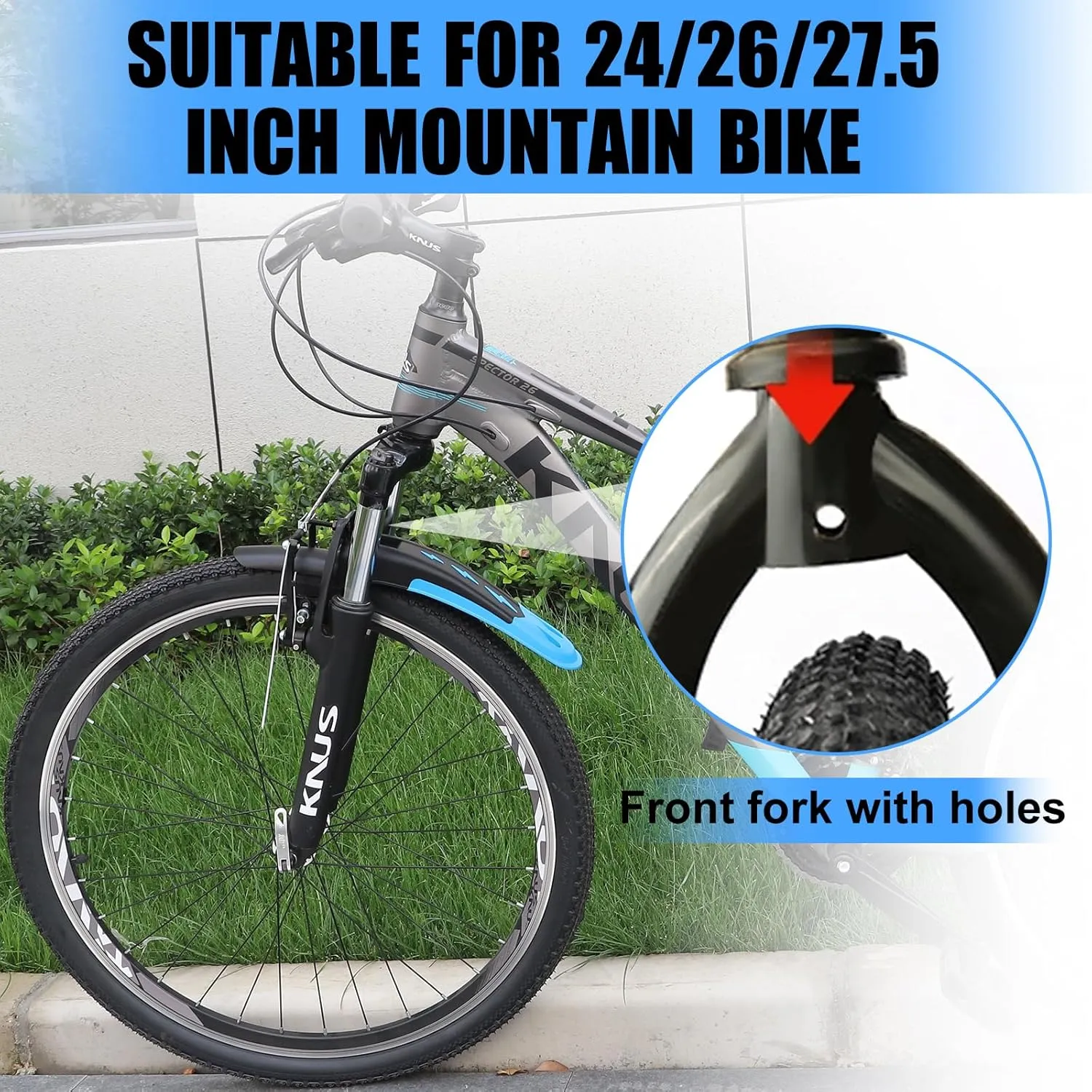 Bike Fender Set Mudguard Set Front and Rear 2 Parts-Universal Full Cover Thicken Widen Bicycle Adjustable Bike Fender Mud Guard Mudflap for MTB Road Bike Mountain Bike