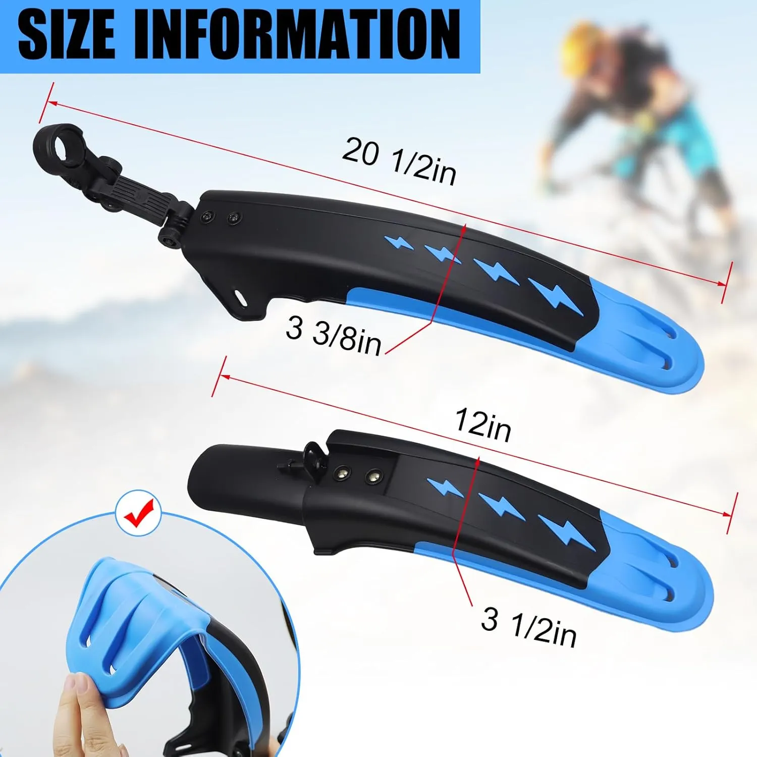 Bike Fender Set Mudguard Set Front and Rear 2 Parts-Universal Full Cover Thicken Widen Bicycle Adjustable Bike Fender Mud Guard Mudflap for MTB Road Bike Mountain Bike