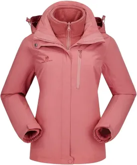 CAMEL CROWN Women's Waterproof Ski Jacket 3 in 1 Winter Coat Windbreaker Snowboard Jackets for Rain Snow Outdoor Hiking