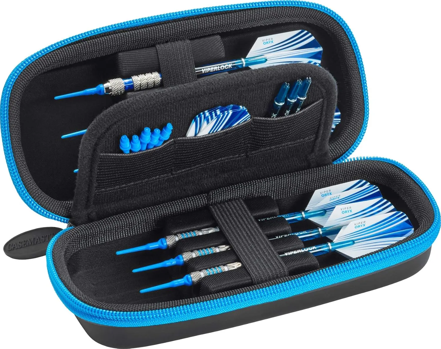 Casemaster Sentry Dart Case Slim EVA Shell for Steel and Soft Tip Darts, Hold 6 Darts and Features Built-in Storage for Flights, Tips and Shafts