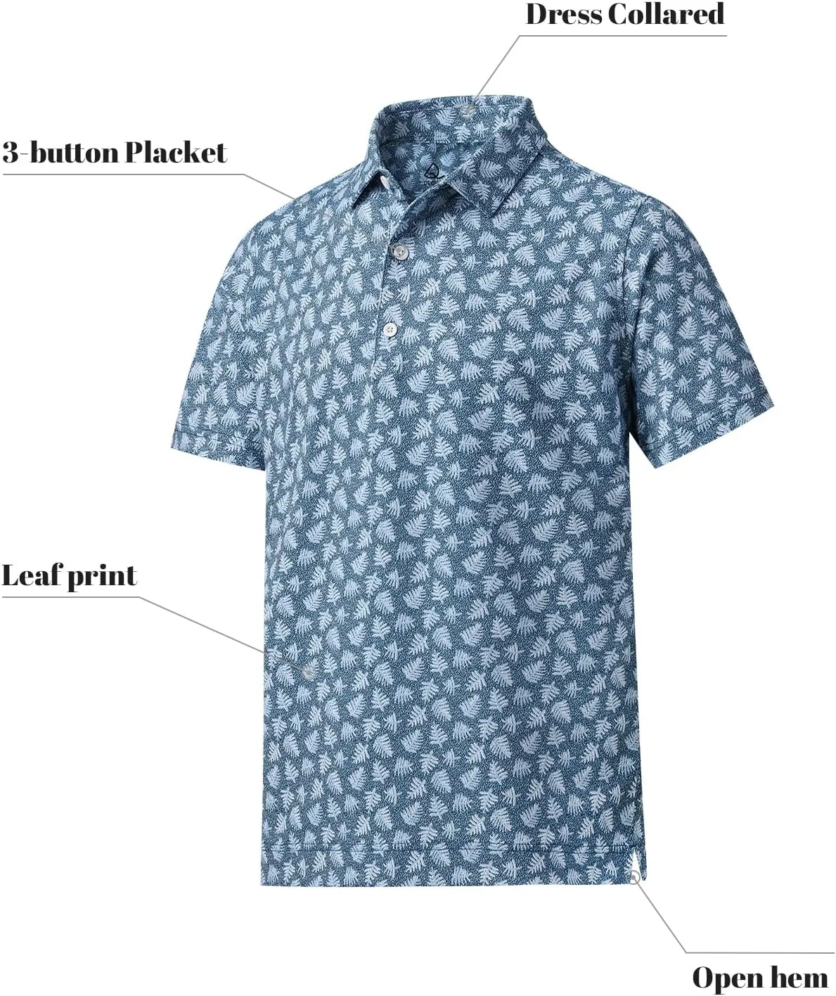 DEOLAX Mens Polo Shirts Moisture Wicking Dry Fit Performance Mens Golf Shirt Regular Fit Fashion Print Short Sleeve Polo