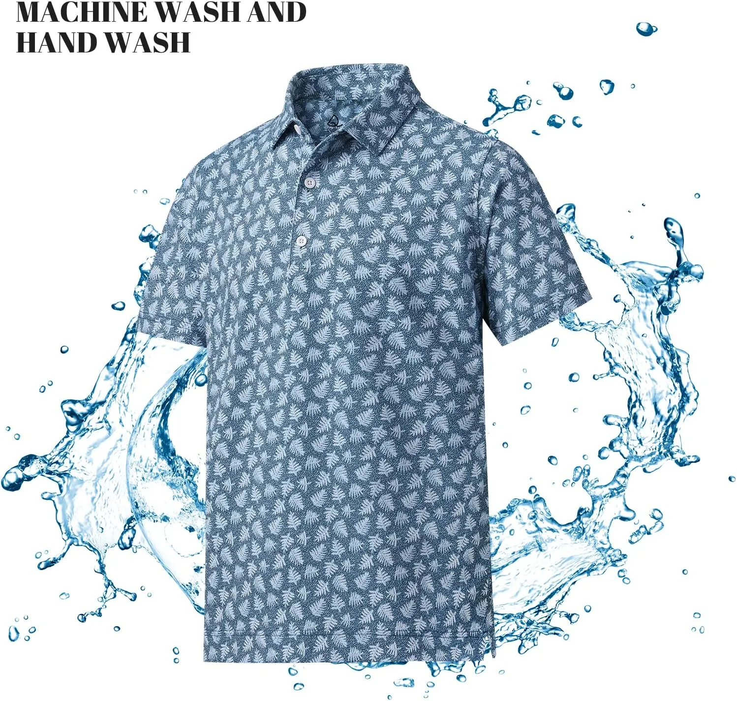 DEOLAX Mens Polo Shirts Moisture Wicking Dry Fit Performance Mens Golf Shirt Regular Fit Fashion Print Short Sleeve Polo