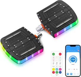 Dream Color LED Light Bicycle Pedal,Nylon Bike Pedal with146 Chasing Modes, Rechargeable, Waterproof, with 9/16in Steel Spindle, for Highway Bicycles, Ebike,Children's Bicycles,Be Seen