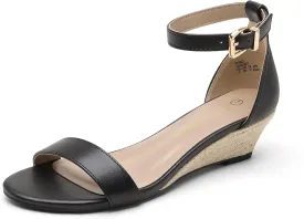 DREAM PAIRS Women's Ingrid Ankle Strap Low Wedge Sandal