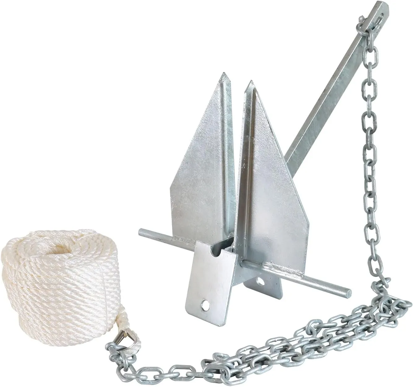 Heavy Boat Anchor Kit Fluke Style Anchor with Galvanized Anchor Chain and Boat Anchor Rope Set for Boats Pontoon, Deck, Sail and Fishing,5LB/8.5LB/13LB