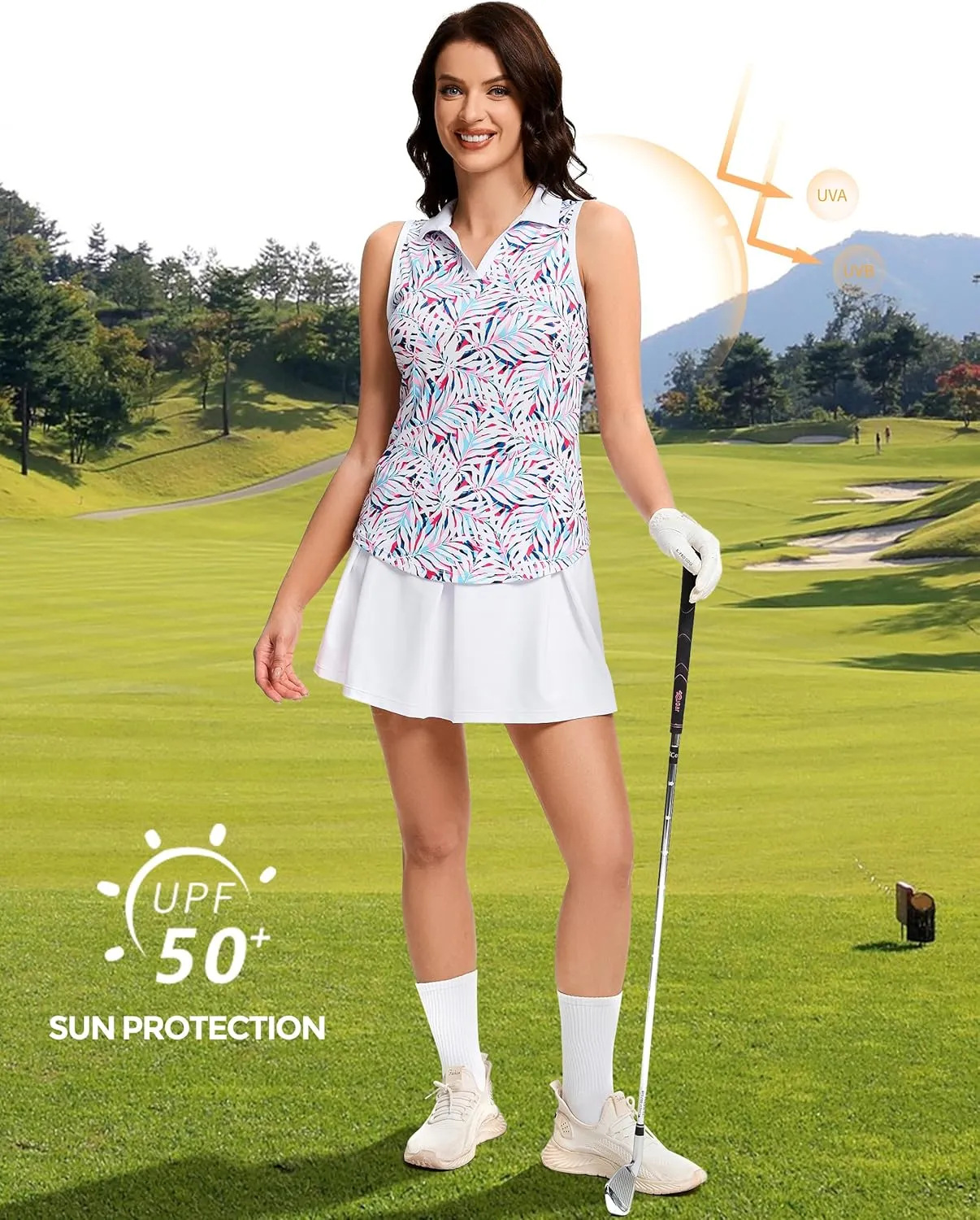 M MOTEEPI Womens Golf Shirts Sleeveless Polo Shirts for Women Quick Dry Ladies Golf Tops Tennis Athletic Polo