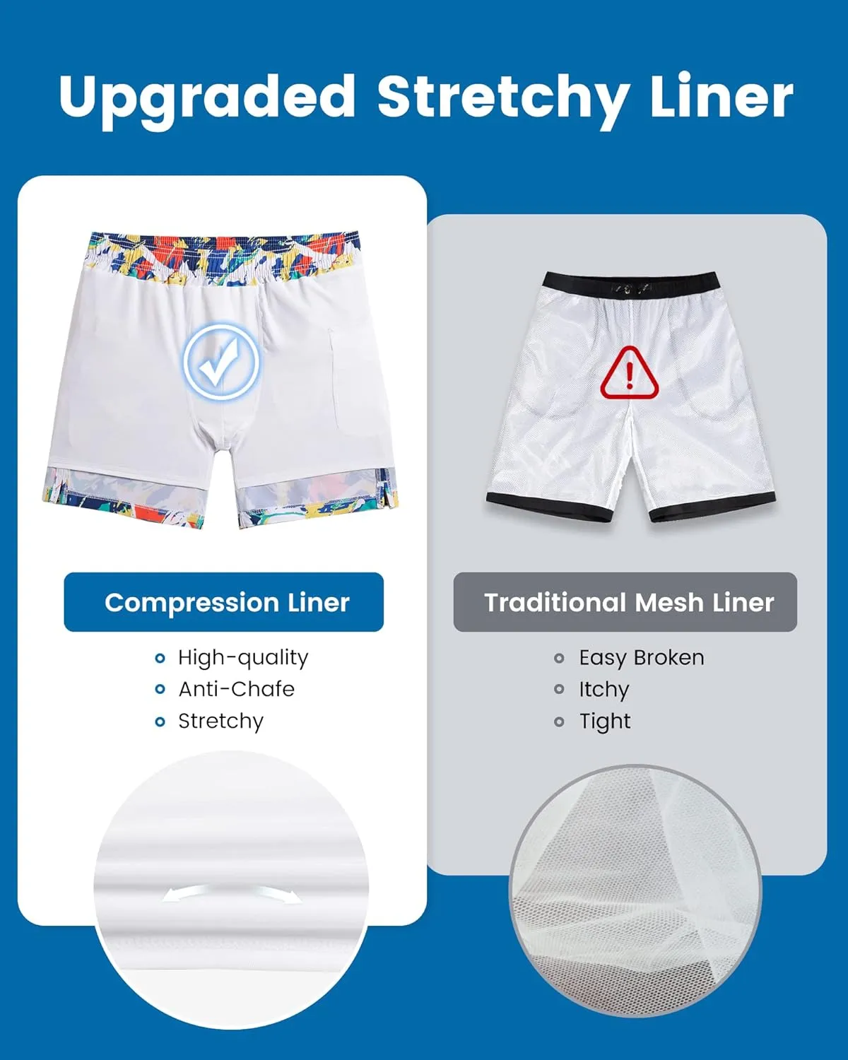 maamgic 2 in 1 Mens Swim Trunks 7 Inch Swim Shorts Swim Suits Board Shorts