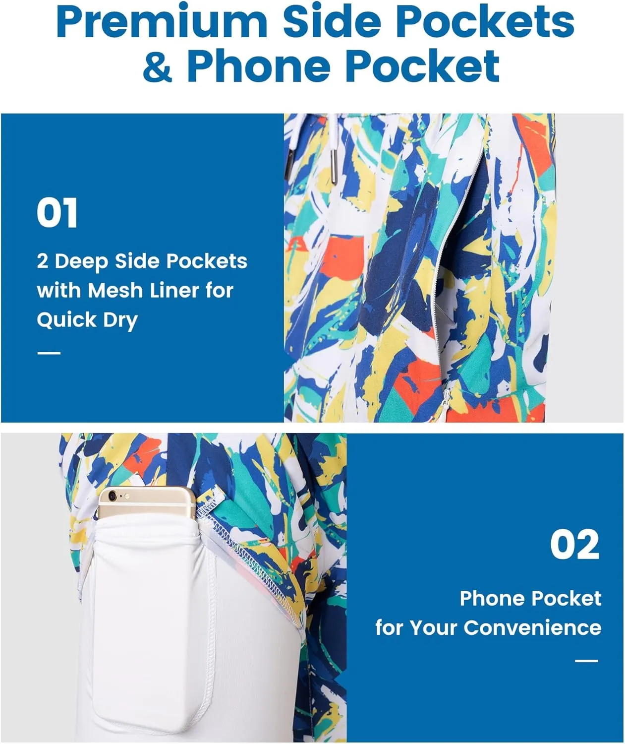maamgic 2 in 1 Mens Swim Trunks 7 Inch Swim Shorts Swim Suits Board Shorts