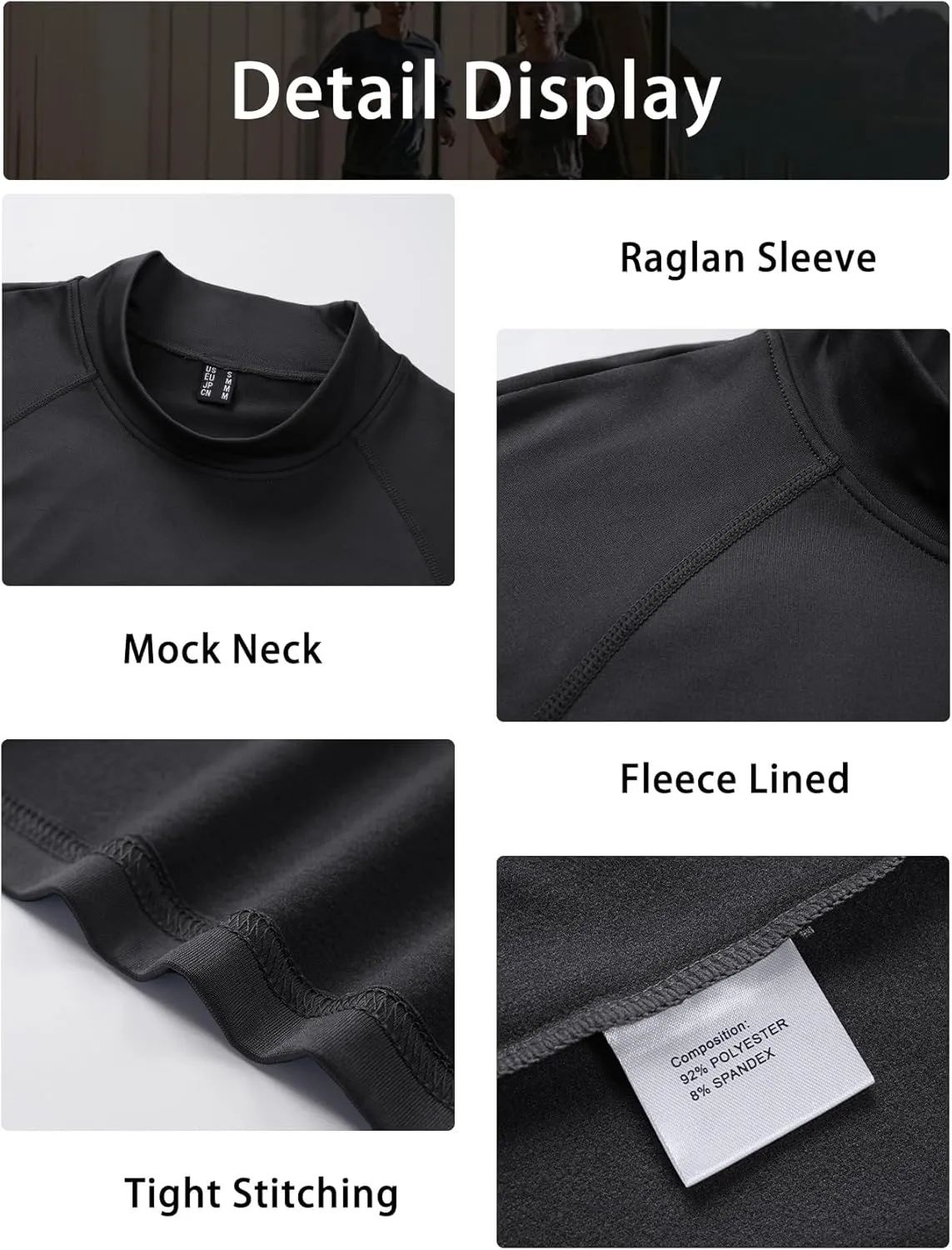 MAGCOMSEN Men's Thermal Shirt, Fleece Lined Long Sleeve Undershirts, Athletic Warm Base Layer Winter Top
