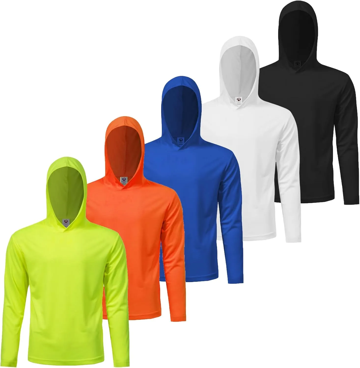 Mens Active Athletic T-Shirts Set Long Sleeve Sun Protective Quick Dry Hoodies Shirt 5 Pack