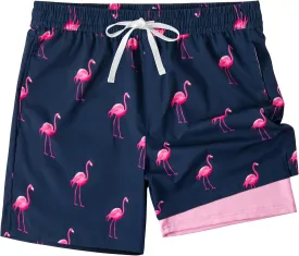 Men's Swim Trunks Quick Dry Beach Shorts with 2 in 1 Compression Liner and Pockets Shorts