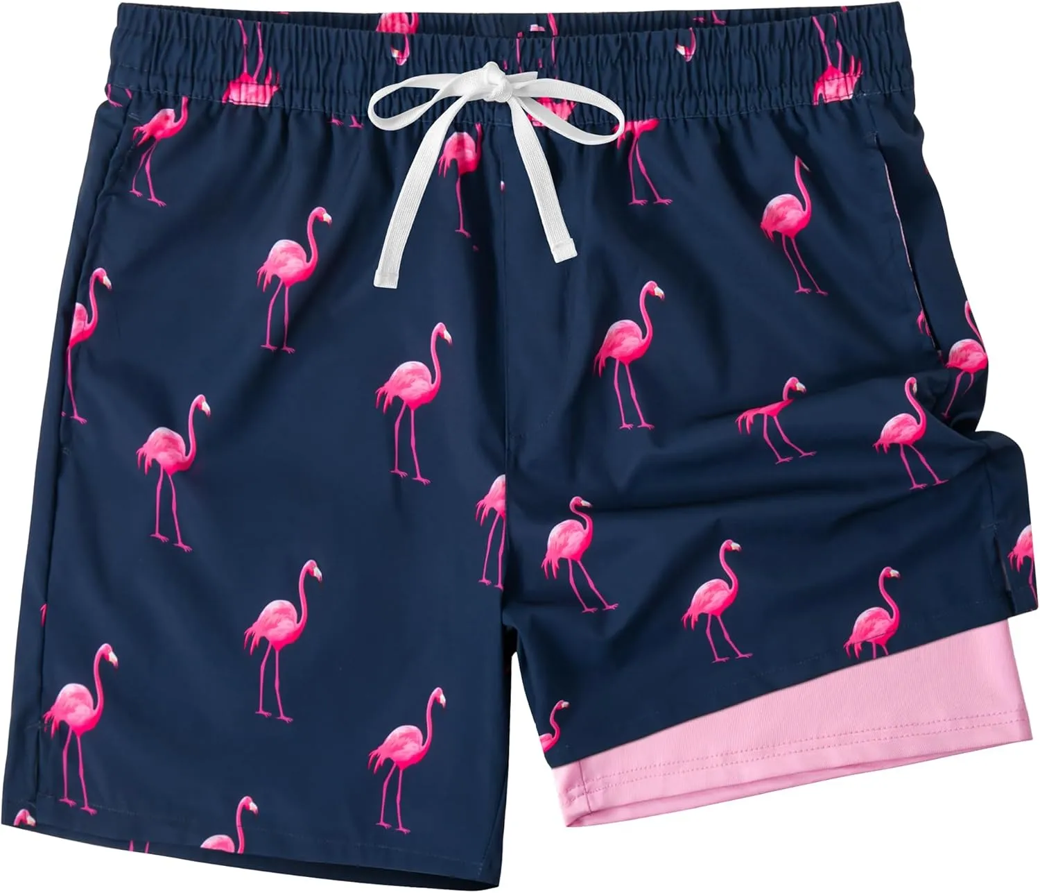 Men's Swim Trunks Quick Dry Beach Shorts with 2 in 1 Compression Liner and Pockets Shorts