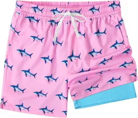 Men's Swim Trunks Quick Dry Beach Shorts with 2 in 1 Compression Liner and Pockets Shorts