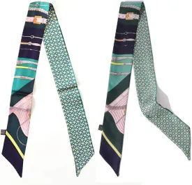 Mulberry Silk Scarf for Handbags,Bags, and Purse2 Pcs 2"x35" Hair Ribbon Skinny Neck Fashion Scarves for Women