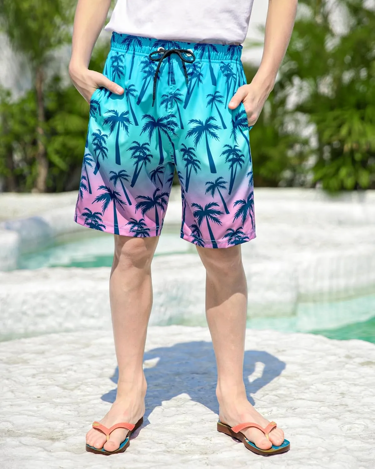 OlyPegic Boys Swim Trunks with Boxer Brief Liner Compression Boy Bathing Suit Quick Dry Beach Swimsuit Toddler Swim Shorts