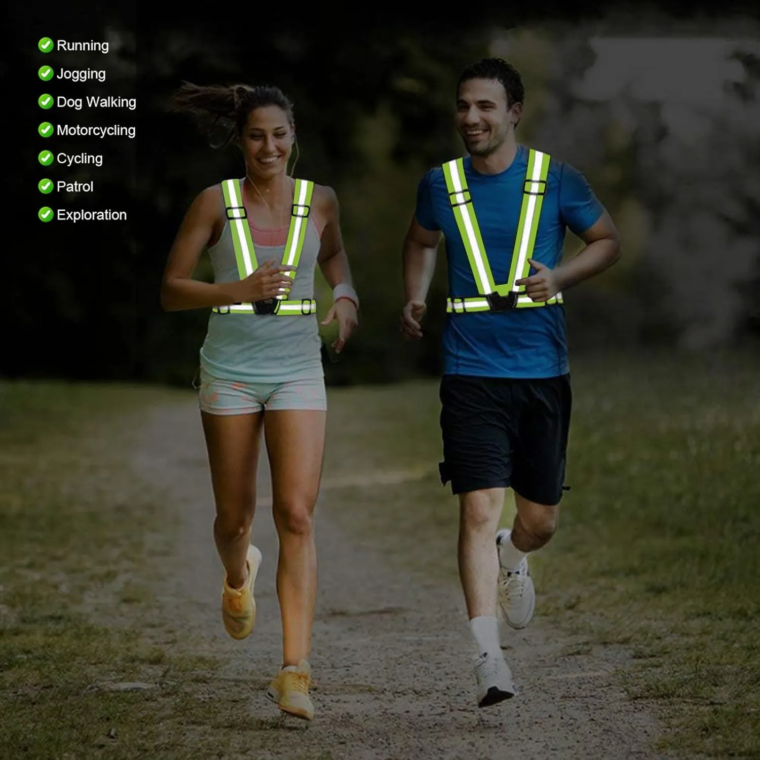 Reflective Vest Running Gear, 2Pack High Visible Safety VES for Cycling Jogging Running Walking, Adjustable for Men Women Kids