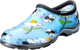 Sloggers Original Waterproof Rain and Garden Shoe for Women Outdoor Slip-On Garden Clog - Made in The USA with Premium Comfort Insole and Arch Support - Lt Blue Bee Print, Size 7