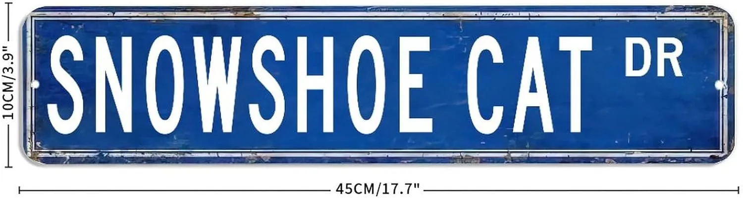 Snowshoe Cat Metal Sign 4 x 18 Inch, Aluminum Metal Plaque for Cafes, Club Decor Made in USA