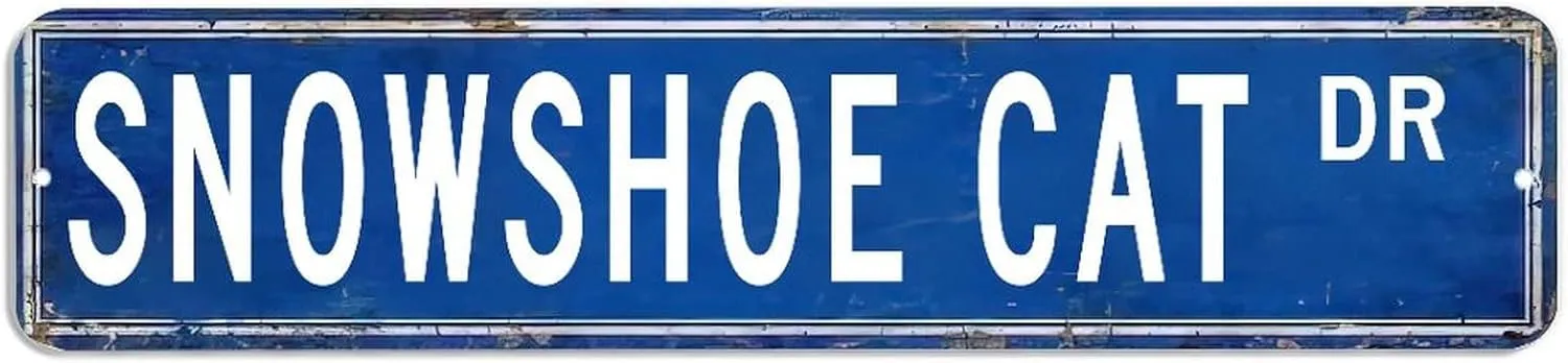 Snowshoe Cat Metal Sign 4 x 18 Inch, Aluminum Metal Plaque for Cafes, Club Decor Made in USA