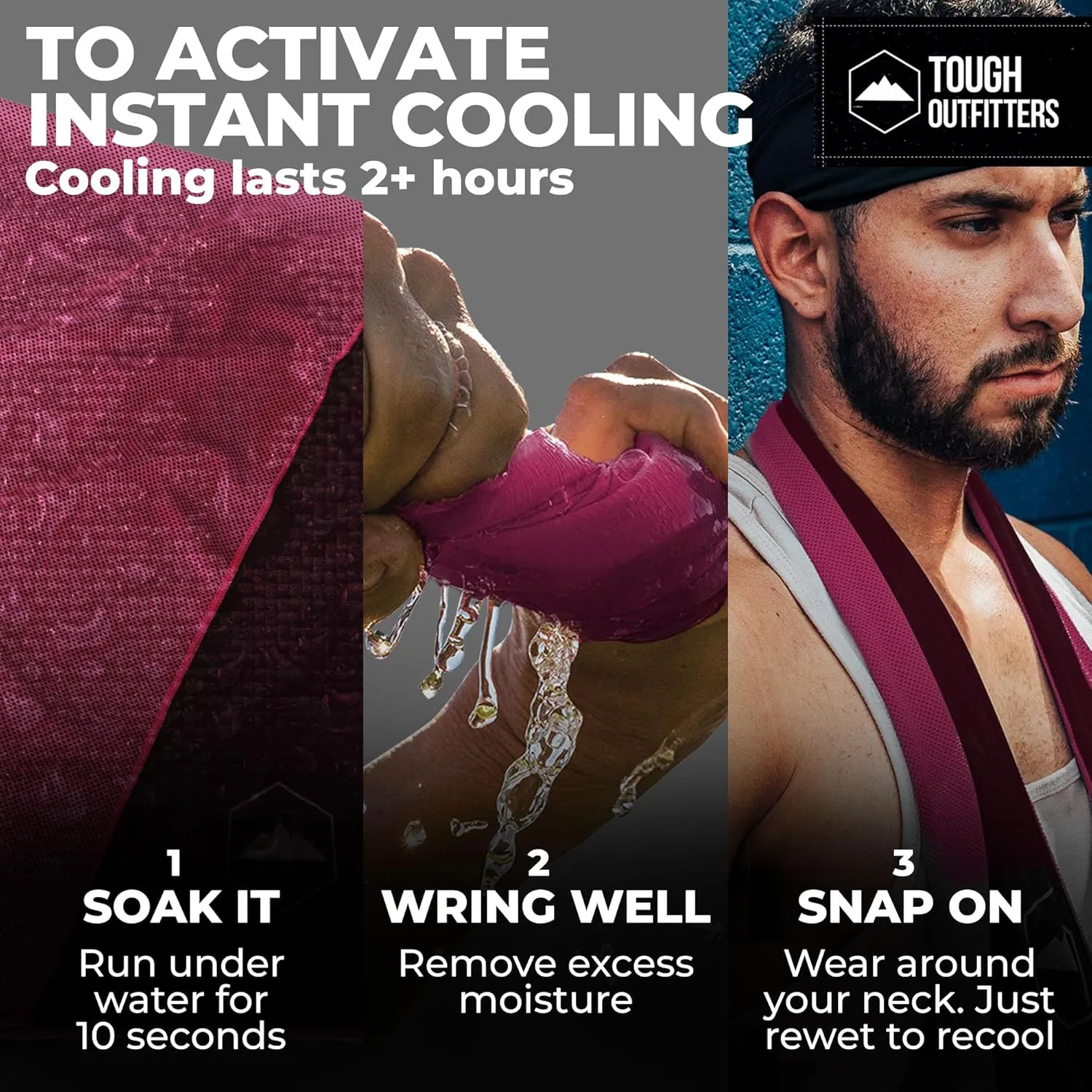 Tough Outdoors Cooling Towel - Cooling Towels for Neck & Face - Ice Wrap & Sweat Rag for Camping Gym Yoga & Sports - Workout Towel for Gym Sweat - Cool Towels for Extreme Heat