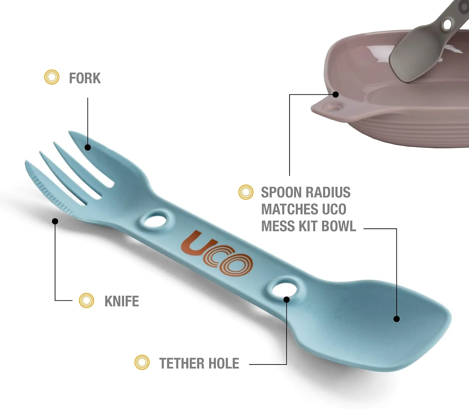 UCO Utility Spork 3-in-1 Combo Spoon-Fork-Knife Camping Utensil, 4-Pack