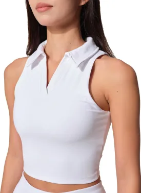 Womens Golf Shirt Sleeveless Polo Collared Tennis Shirts for Women Athletic Workout Cropped Tank Tops